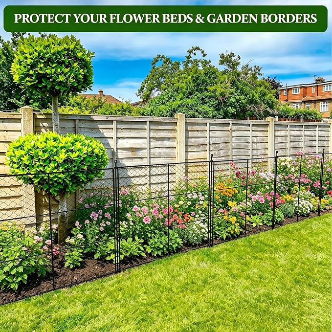 6 Panels Chicken Wire Plant Protectors, 14.26ft(L) x 24in(H) Plant Protectors from Animals, Raised Garden Bed Fencing, Garden Protection Bunny Barricades from Chicken Squirrels for Vegetables