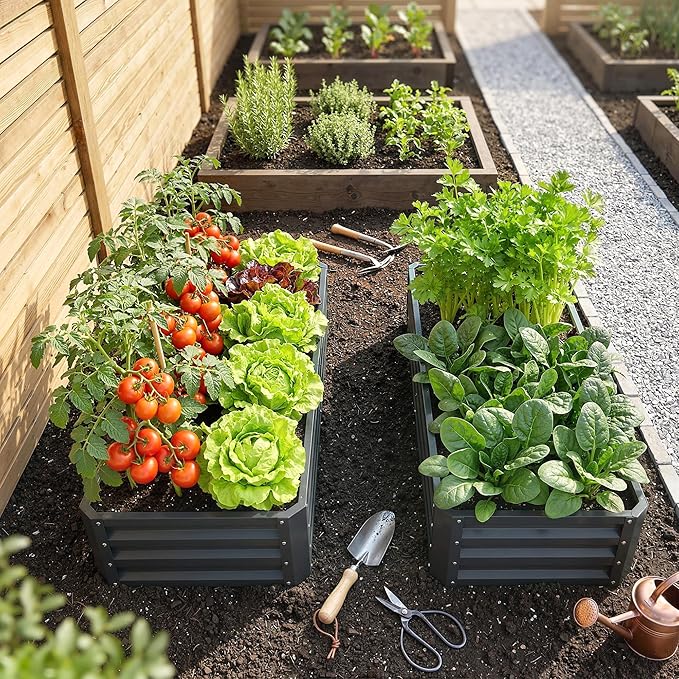 Outsunny Galvanized Raised Garden Bed, 4' x 2' x 1' Metal Planter Box, for Growing Vegetables, Flowers, Herbs, Succulents, Gray