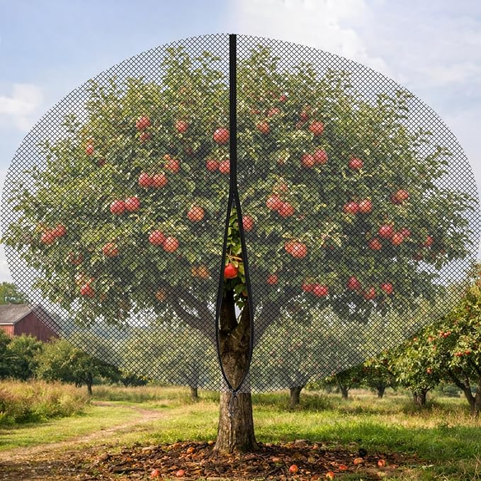 20ft x 20ft Extra Large Fruit Tree Netting Cover with Zipper and Drawstring Garden Plant Protector Bird Barrier for Blueberry Bushes Ultra Fine Mesh Garden Netting for Birds Squirrels Cicadas (Black)