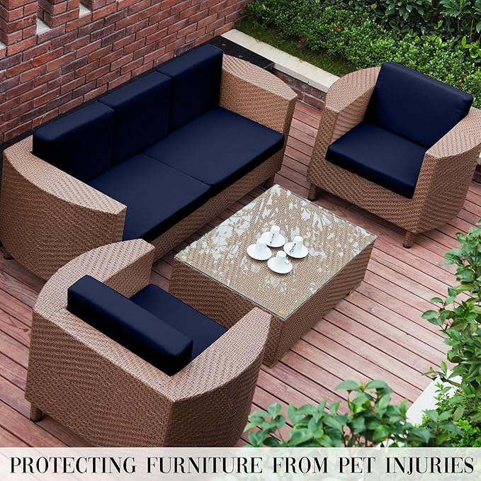 Outdoor Cushion Covers Set,8PCS Patio Furniture Couch Seat Slipcovers, Replacement for Sofa Sectional Chair(Cover,Only)