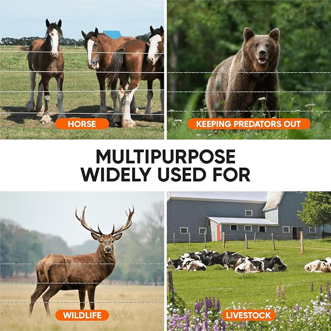 Solar Electric Fence Charger 5 Mile - Solar Powered Energizer for Livestock - Low Impedance Solar Fencer Battery Powered