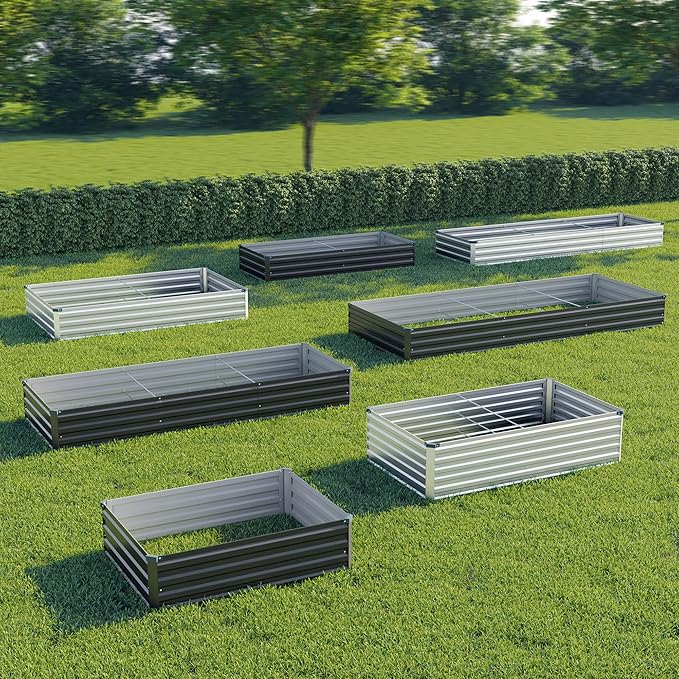 zunatu 8x4x1 ft(2 Pack) Galvanized Raised Garden Bed,Outdoor Planter Box Metal Patio Kit Planting Bed for Vegetables Flowers and Succulents,Black