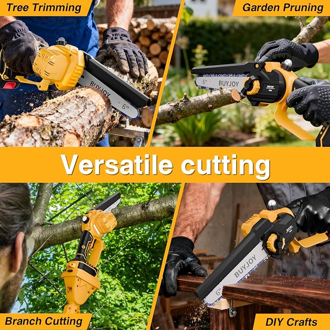 2-in-1 Electric Pole Saws for Tree Trimming, 6 Inch Mini Chainsaw Cordless with Extension Pole, 2 x 4000mAh Batteries,Battery Powered Pole Chain Saw, Tree Trimmer Limb Branch Cutter Pruner