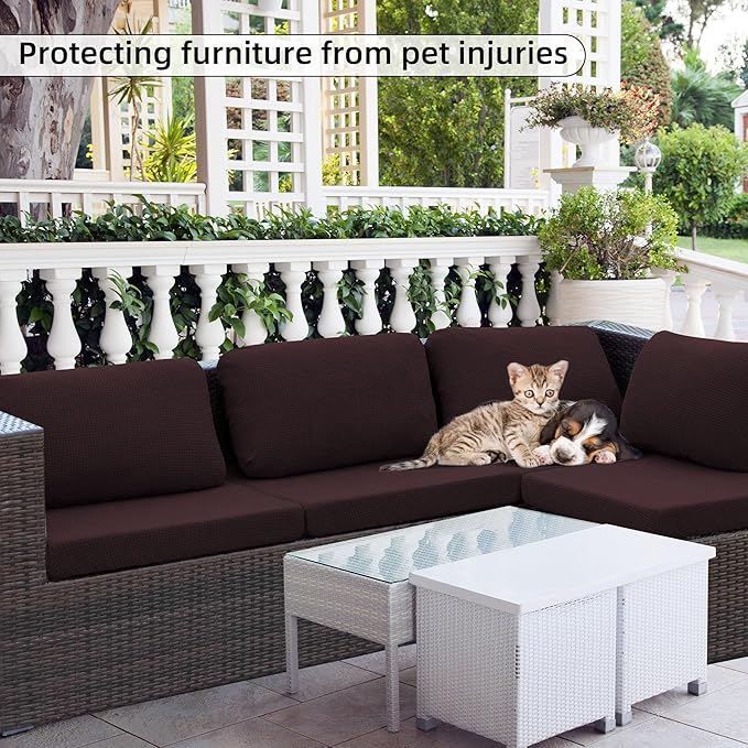 Outdoor Cushion Covers Set,12PCS Patio Furniture Couch Seat Slipcovers, Replacement for Sofa Sectional Chair(Cover,Only)
