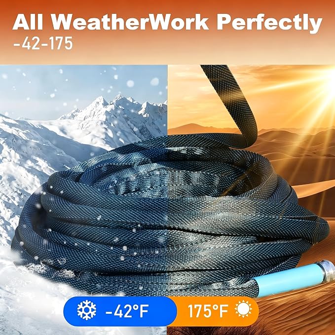 75FT Blue & Black Garden Hose, Lightweight No Kink Water Hose with 10 Function Spray Nozzle, 3/4 Inch Rust-Proof Aluminum Leak-Proof Connector for Yard Garden RV Outdoor Watering