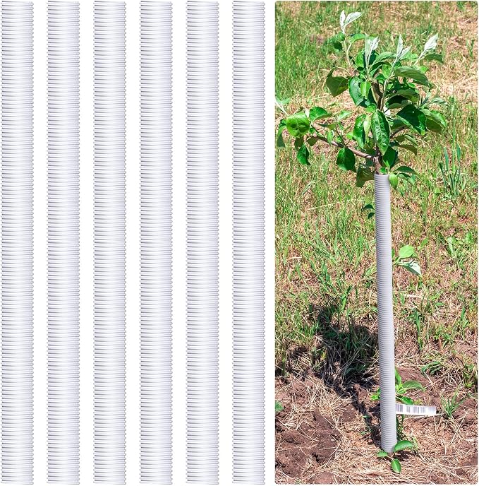 Kigley 6 Pcs Corrugated Tree Trunk Protectors Diameter 1.96 Inch PP Tree Guards Tree Bark Protector Tube Wraps to Protect Sapling Plant Seedling Deer Rabbit Cat Rodent Rabbit Mower (3 Feet in Length)
