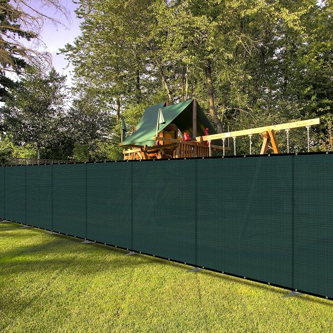Bynbbur 6'x27' Outdoor Privacy Screen Freestanding with Iron Poles and Stakes, Temporary Dog Fencing, Backyard Divider, Metal Garden Fence for Pool Patio Barrier Border, Green
