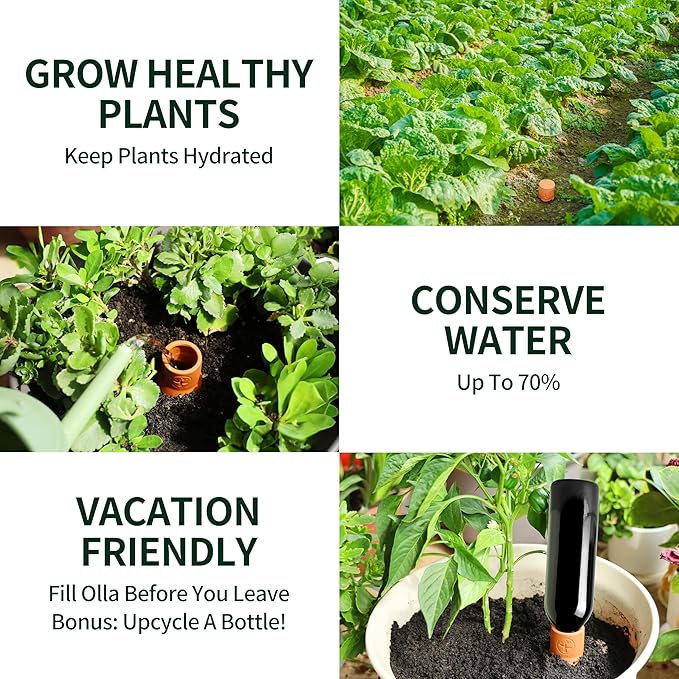 Soilagua 16 oz Olla Plant Watering Globes, Terracotta Watering Pots System, Self Watering Planter Insert for Outdoor & Indoor Plants, Vacation Plant Watering Devices Spikes Waterer, 4 Pack