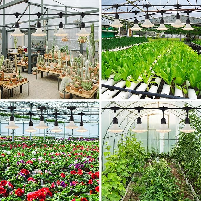 Outdoor LED Grow Lights, Waterproof String Grow Light, Full Spectrum Plant Growing Lights with 22Ft Cord, 6 Lights for Outdoor, Greenhouse Planting, Rainproof and Windproof