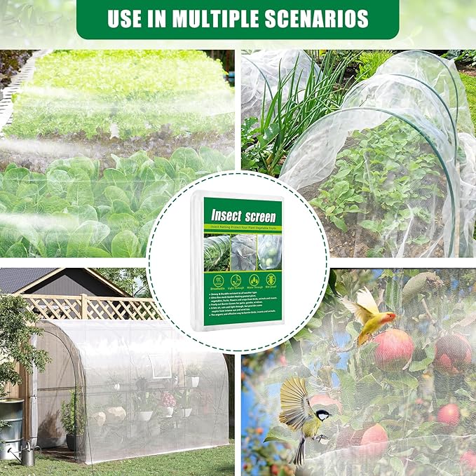10 X 33 FT Garden Mesh Netting Pest Barrier for Raised Beds, Fruit Tree Netting for Cicadas, Bird Insect Nettings for Gardening, Blueberry Bush Strawberry Nettings Cover for Garden Protection