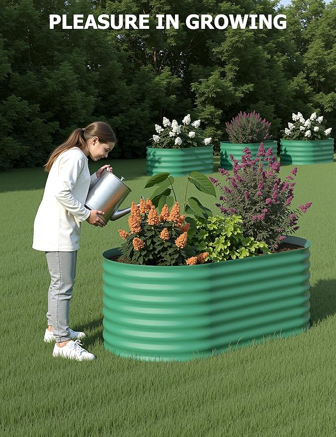 2Pcs 4x2x2ft Raised Garden Bed,Galvanized Raised Planter Boxes Outdoor with Easy Assembly, Large Garden Bed for Vegetables, Fruits, Flower,Raised Garden Bed,Green