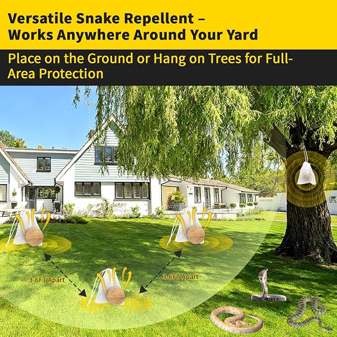 Snake Repellent Balls, 10-Pack Plant-Based Essential Oil Formula with Peppermint, Cinnamon & Cedarwood Oils, Long-Lasting Outdoor Use, Safe Around Family & Pets