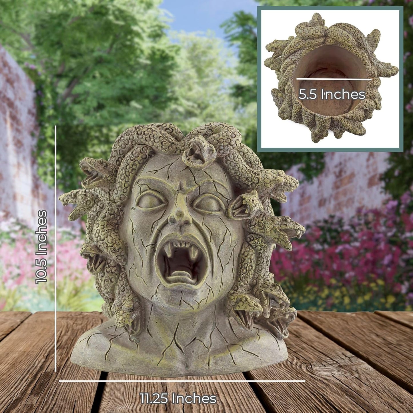 Darware Resin Medusa Head Planter, Large Garden Decor Statue Flower Pot