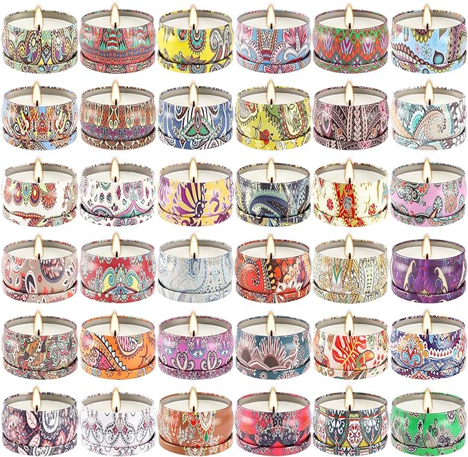 Scented Candles Gifts Set of 36 β 2.5oz Aromatherapy Travel Tin Candles, Relaxing Fragrances for Home, Spa, Gifts for Family, Friends, Teachers, Thank You Presents (Assorted Scents).