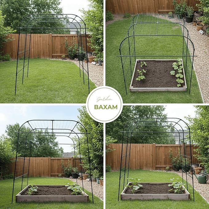 Wide Arch Trellis 7FT Extra Tall Garden Trellis Arch – Sturdy Plastic Coated Steel Metal Arch for Garden Climbing Plants & Vegetables, Weather-Resistant Outdoor Cucumber Trellis Arch
