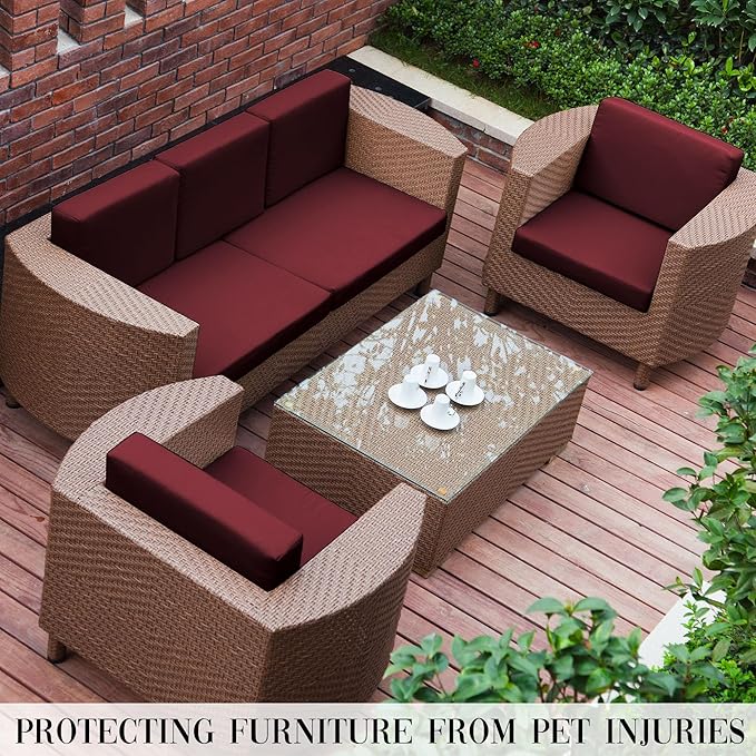 Outdoor Cushion Covers Set,8PCS Patio Furniture Couch Seat Slipcovers, Replacement for Sofa Sectional Chair(Cover,Only)