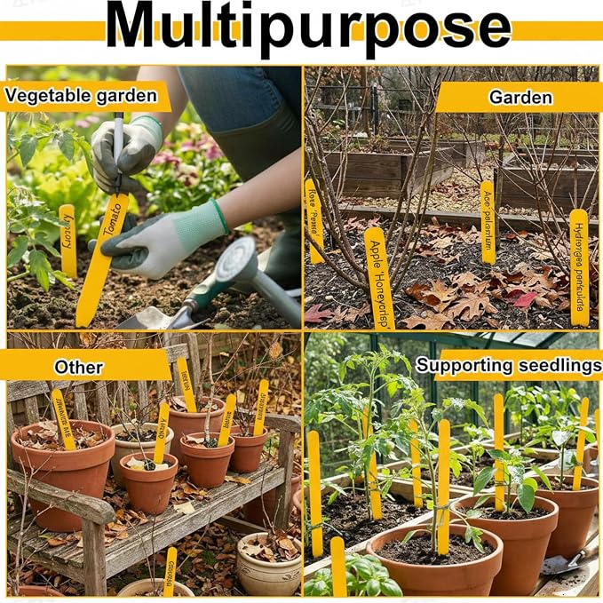 Weysat 200 Pcs 12" Wood Plant Labels for Field or Containers Plant Tags Wood Garden Labels for Seedling Stakes Markers Nursery Seed Tags with Smooth Surface for Pot Herbs Flowers Vegetables (Yellow)