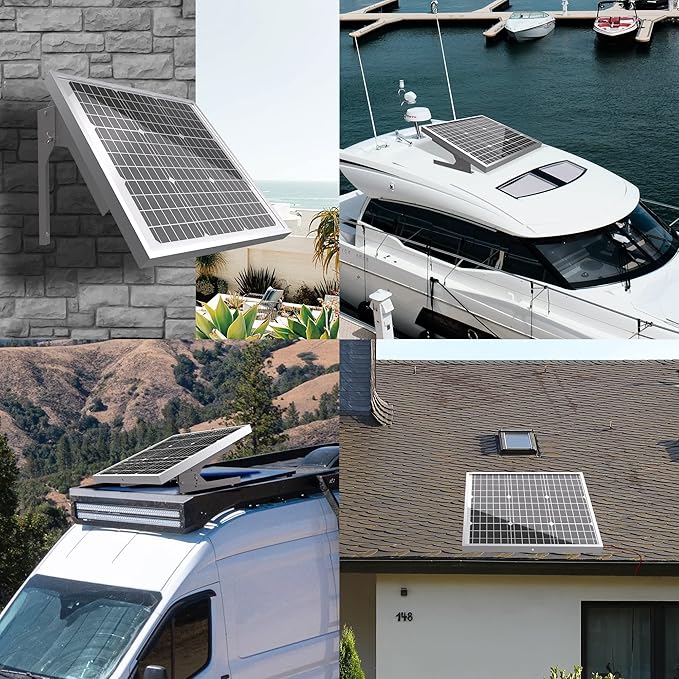 SOLPERK 50W/12V Solar Panel Kit, Solar Battery Trickle Charger Maintainer + Waterproof Controller + Adjustable Mount Bracket for Automotive Motorcycle Boat Marine RV Camping Roof
