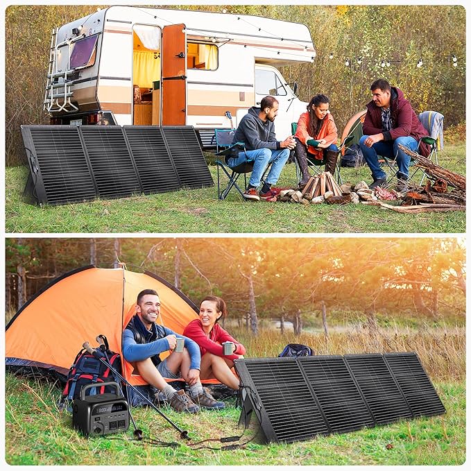 200W Portable Solar Panel for Power Station, Ultra Light Foldable ETFE Solar Panel Kit, 24% High Efficiency, IP68 Waterproof, Solar Charger for Outdoor Camping RV Home Backup Power, Off-Grid