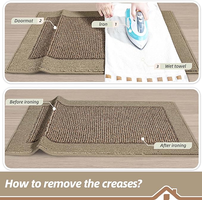 BEQHAUSE Indoor Door Mat 20" x 32", Dirt Trapper Door Mats Non-Slip Entryway Rugs Washable, Resist Dirt Absorbent Welcome Mat, Low Profile Floor Mats for Front Back Door and Entryway, Taupe