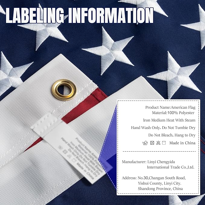 American Flag for Outside 2.5x4 Ft - TearProof Series Outdoor Use US Flags - Long Lasting, Fade Resistant - Thick Spun Polyester USA Banner - High Wind United States Flag - Embroidered Stars, Sewn Stripes, Brass Grommets