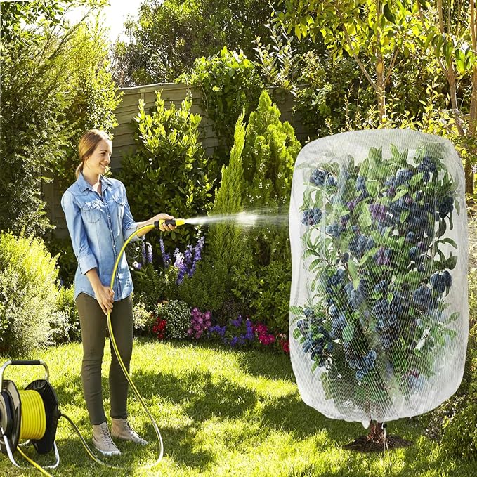 8'x8' Fruit Tree Netting for Squirrels and Birds with Zipper, Large Fruit Tree Covers to Protect Fruit from for Fruit Trees (White)