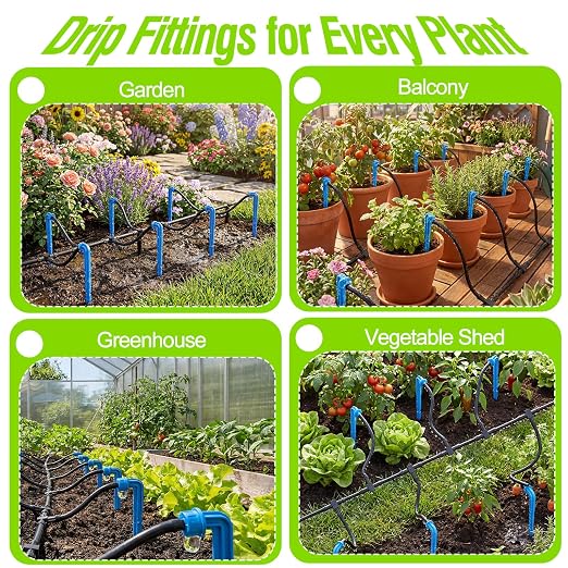 Automatic Drip Irrigation System Kit - 33ft Hose, Filter, 10 Tee Connectors & 10 Drippers, for Potted Plants