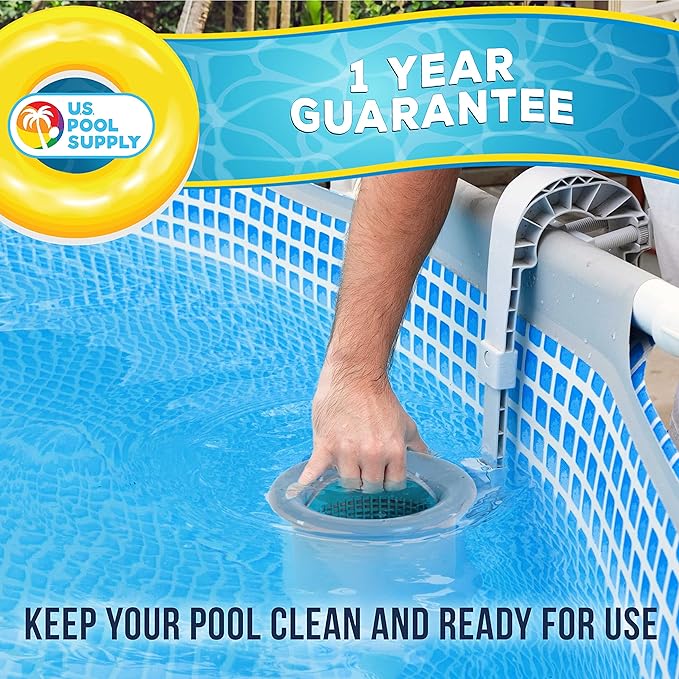 U.S. Pool Supply Pool Skimmer - Above Ground Pool Skimmer, Floating Pool Surface Skimmer, Pool Accessories - Clean Debris Basket, Wall Mount, Attaches to Inflatable Collars, Tubular and Metal Frames
