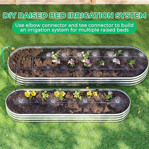 HIRALIY Raised Bed Drip Irrigation Kit Medium, DIY Garden Grid Watering System, Garden Irrigation System, for Flower Bed up to 3 x 8FT