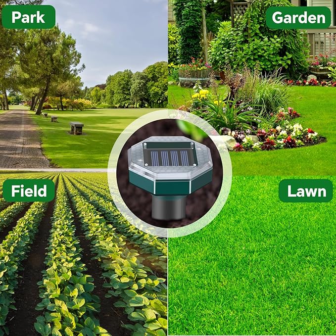 Mole Repellent Solar Powered - Ultrasonic Mole Repeller, Snake Repellent for Yard, Groundhog Skunk Vole Gopher Repellent for Lawns Garden Yard