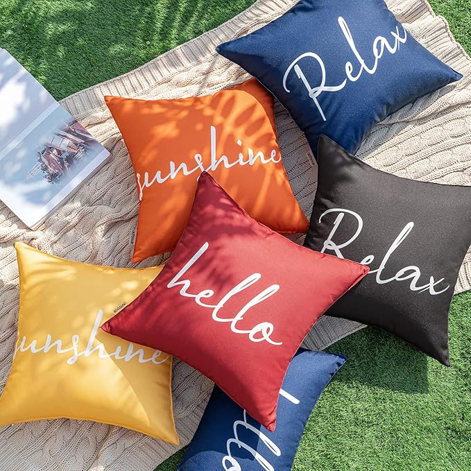 MIULEE Outdoor Waterproof Throw Pillow Covers Set of 2 Relax Decorative Outdoor Square Pillowcases for Chair Patio Garden Couch Tent Balcony Sofa Black 18x18 Inch