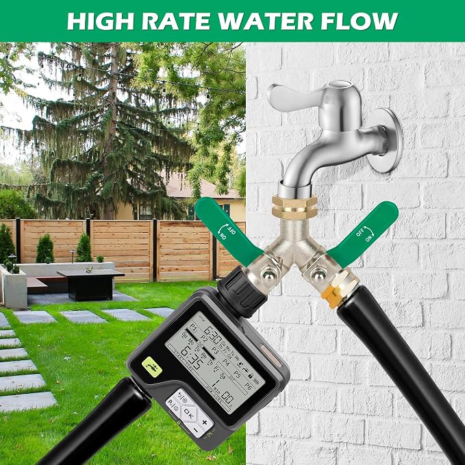 Love Is War 2 Way Y Garden Hose Splitter, 3/4" GHT Thread Brass Hose Connector, High Flow Outdoor Faucet Splitter for RV Yard Garden Watering