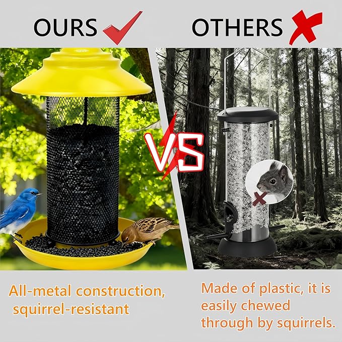 Finch Feeder for Outdoors, Metal Mesh Nyjer & Thistle Seed Feeder, Hanging Bird Feeder for Goldfinches and Small Birds, 2.5 LB Capacity, Great for Backyard Bird Lovers