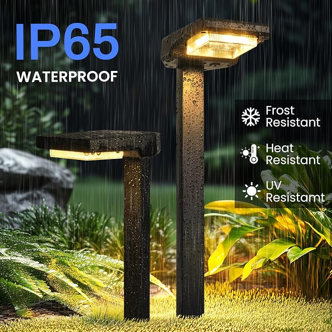 AUDERWIN 4 Pack Color Changing & Sync Smart Solar Pathway Lights, Solar Lights Outdoor Waterproof, 9 Modes (Warm White/Cool White/RGB) Landscape Lighting for Driveway, Walkway, Garden, Yard, Patio
