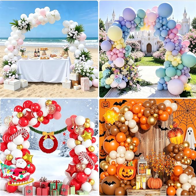 Balloon Arch Kit,Adjustable 8.2FT & 6FT Half Balloon Arch Stand with Base for Birthday Wedding Baby Shower Graduation Party Decorations(White)