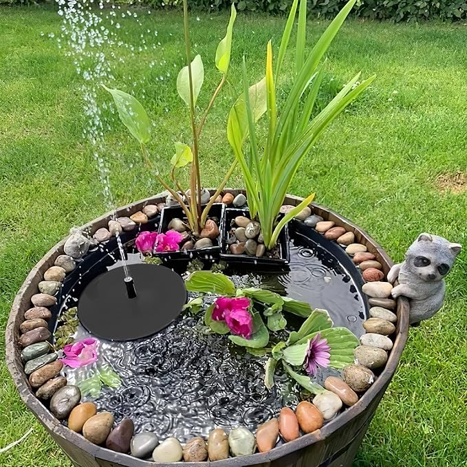 Biling 5.5W Solar Fountain for Bird Bath, DIY Solar Water Pump with 3000mAh Battery Backup Work All Day, 5ft Tubing 5 Nozzles for BirdBath, Small Pond, Fish Tank and Hydroponics