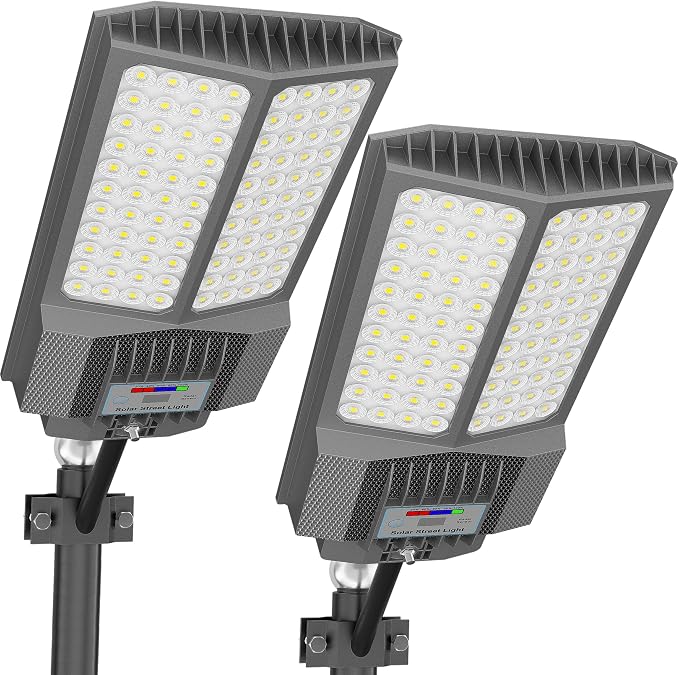 2026 New Solar Street Light, Solar Street Lights Outdoor Waterproof Dusk to Dawn 7000K LED Security Flood Light with Motion Sensor and Remote Control for Pathway, Entryway & Yard