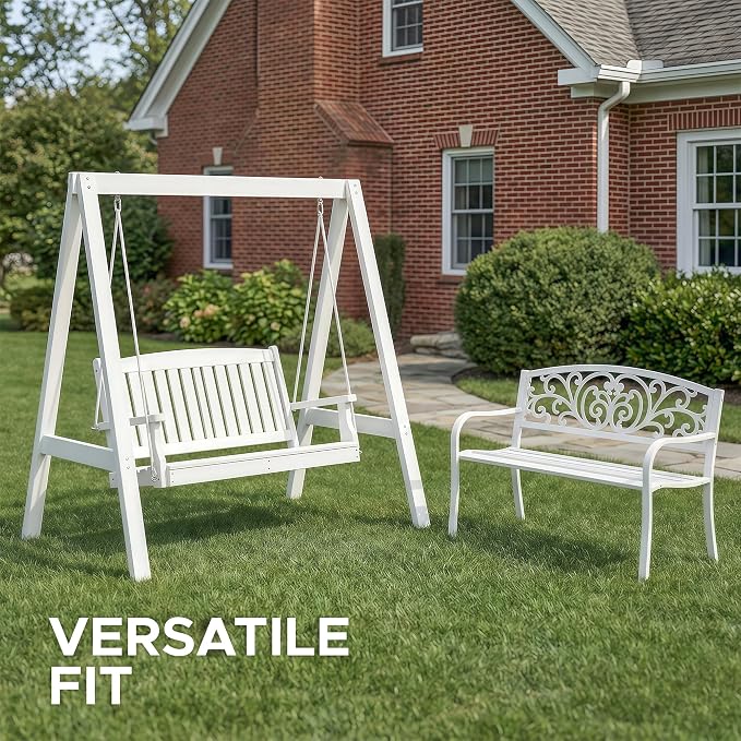 Outdoor Bench Cushion, Water-Resistant & Fade-Resistant, Porch Swing Cushions with Ties, Patio Furniture Seat Pads for Garden Loveseat Settee, Removable Cover Non-Slip Bottom, 45 x 16 Inch, Natural