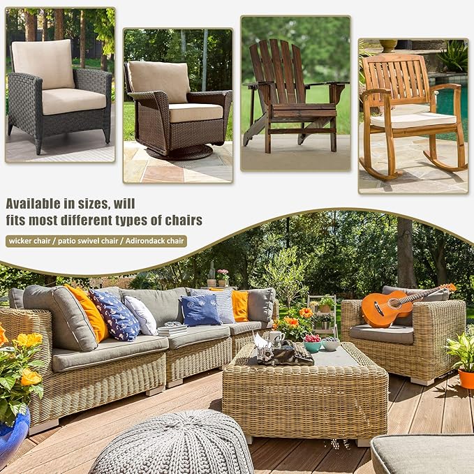 COSFLY Outdoor Furniture Patio Chair Covers Waterproof, Lounge Deep Seat Cover, Lawn Furnitures Covers Fits up to 35W x 38D x 31H inches(2 Pack)