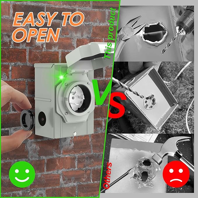 UL Listed 50 Amp 15Feet Generator Cord and Power Inlet Box Combo Kit NEMA 14-50P Male to SS2-50R STW 6/3+8/1 AWG 125/250V Twist Locking with Inlet Box for Generator to House