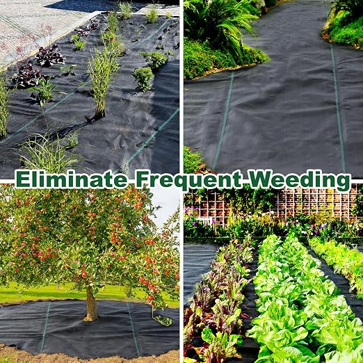 FrutPunch 3FT x 50FT Weed Barrier Landscape Fabric, 3.2oz Weed Barrier Landscape Fabric Heavy Duty, Landscape Fabric for Ground Cover in Garden, Farm, Yard Driveway, with 20 U-Shaped Ground Stakes