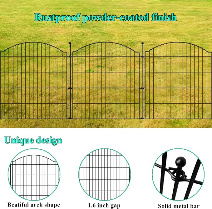 Decorative Garden Fences 32in x 36ft, 15 Pack Outdoor Fencing Animal Barrier Dog Border, Metal Wire Fence Panels for Garden Decor, Flower Bed Edging Borders for No Dig Patio Yard
