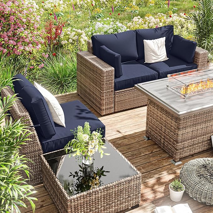 8p Outdoor Cushion Slipcovers Outdoor Patio Cushions Covers Replacement Waterproof with Zipper for 3-Seat Rattan Sofa Patio Furniture Cushion Covers, Covers Only