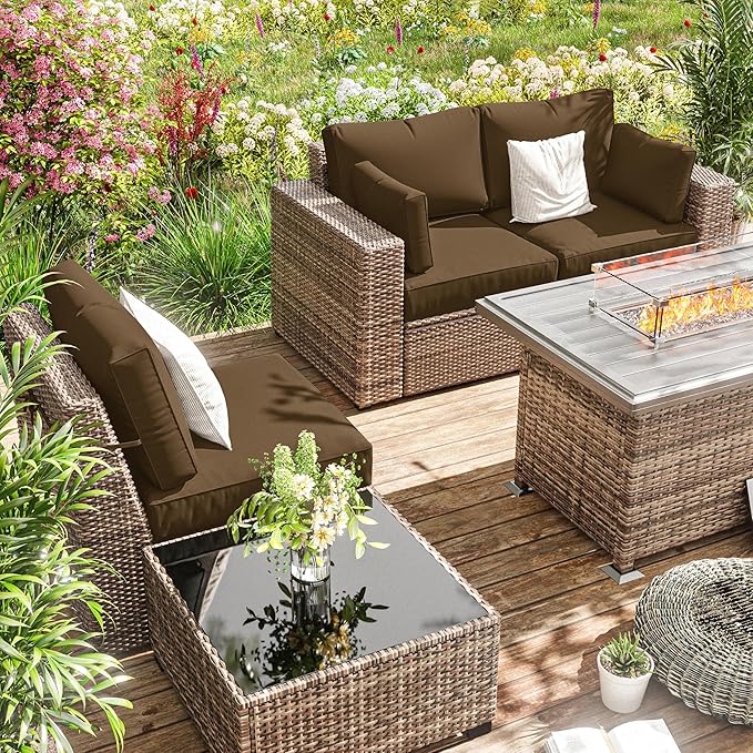 8p Outdoor Cushion Slipcovers Outdoor Patio Cushions Covers Replacement Waterproof with Zipper for 3-Seat Rattan Sofa Patio Furniture Cushion Covers, Covers Only