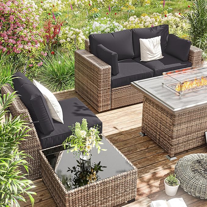 8p Outdoor Cushion Slipcovers Outdoor Patio Cushions Covers Replacement Waterproof with Zipper for 3-Seat Rattan Sofa Patio Furniture Cushion Covers, Covers Only