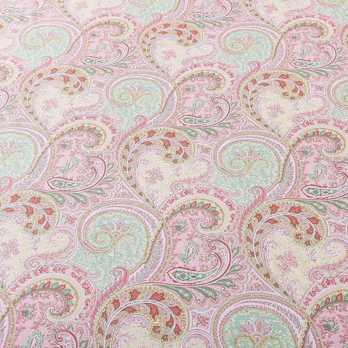 FADFAY Egyptian Cotton Sheets Twin Pink Paisley Bedding Sets Deep Pocket Fitted Sheet Set 800TC Soft Skin-Friendly Natural Bed Sheets (4Pcs, Twin Size)