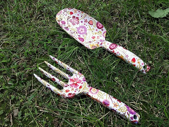 Floral Print Garden Tools Set for Women Trowel and Fork