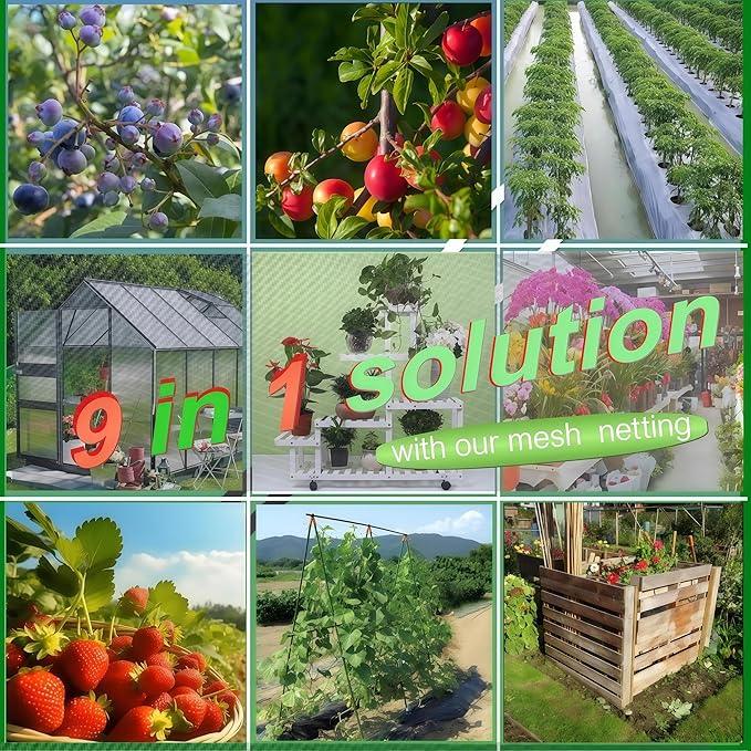 Fruit Tree Netting with Drawstring- 6 Pack 5.3x6 FT- Easy Install Plant Protection Cover, Reusable Garden Mesh Bag for Blueberry Bushes/Tomato - Block Birds/Insect/Squirrels
