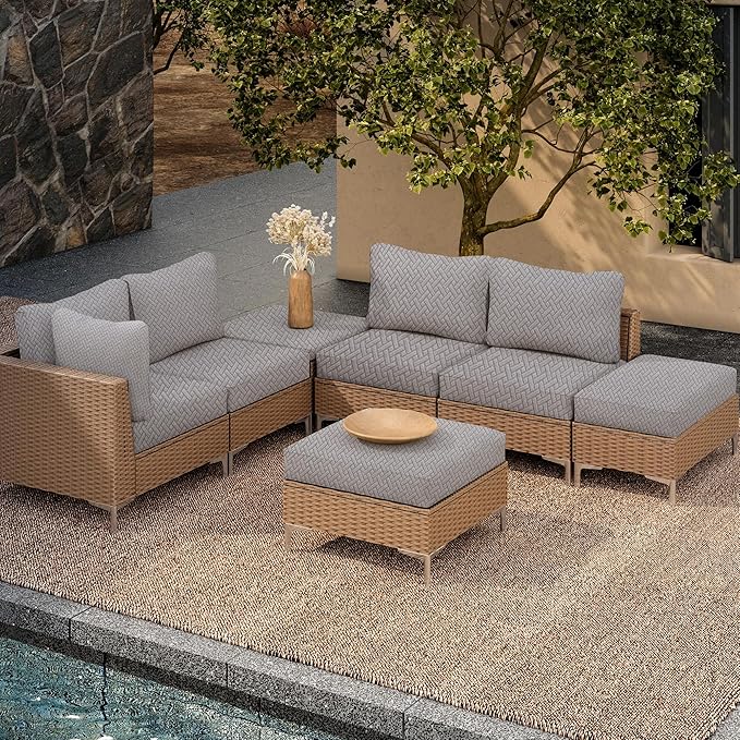 Outdoor Cushion Covers Set,14PCS Patio Furniture Couch Seat Slipcovers, Replacement for Sofa Sectional Chair(Cover,Only)