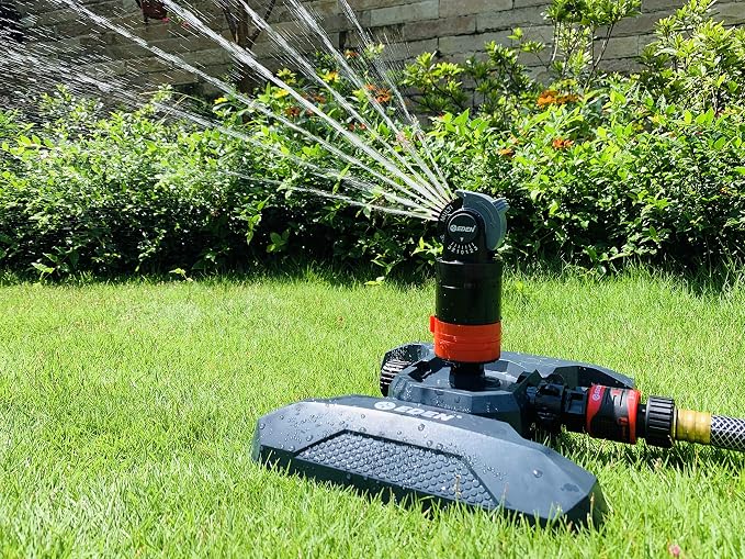 Eden 94124 Multi Pattern Turbo Gear Drive Sprinkler Plus One-Direction Misting System, with Quick Connect Set, 5-360 Degree Coverage